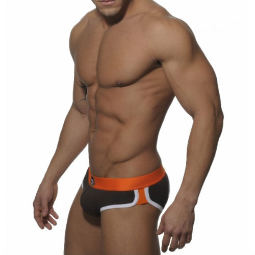 UN004 Shield Bottomless Brief CHOCO/ORANGE