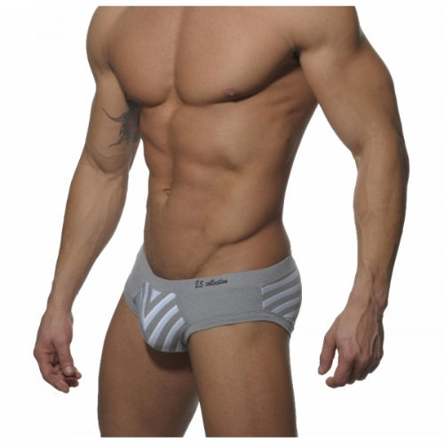 UN012 Stripes Jacquard Brief GREY/WHITE/BABY BLUE